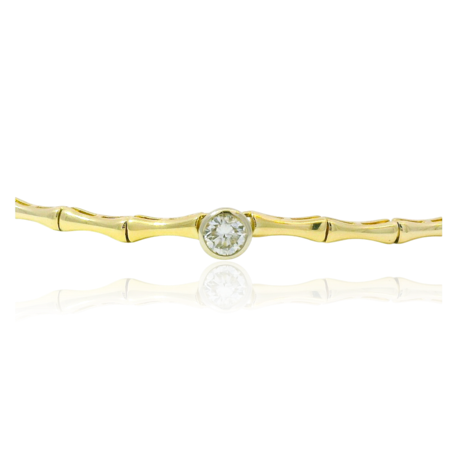 PAGE Estate Necklaces and Pendants Estate 14K Two-Tone Diamond Bamboo Necklace