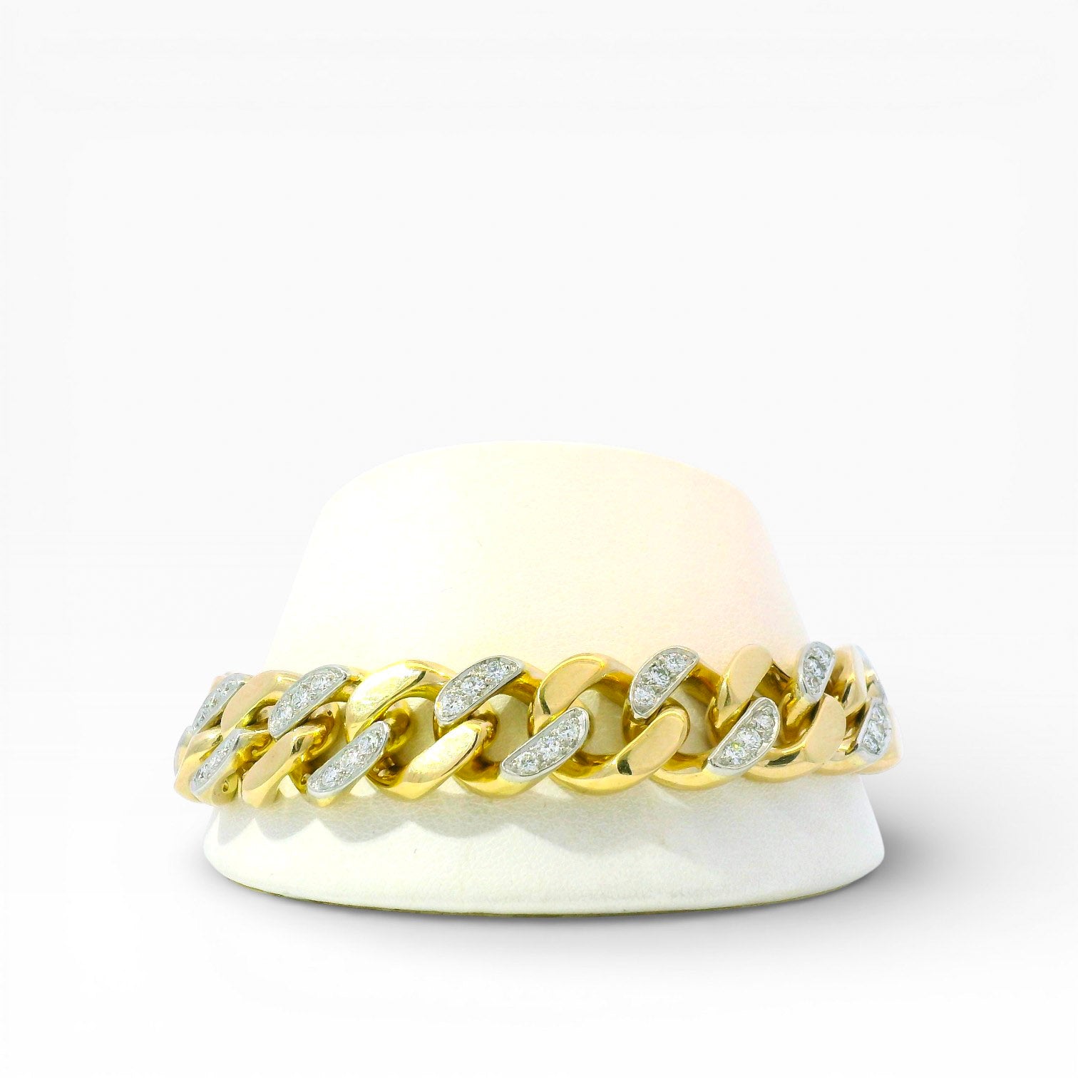 PAGE Estate Bracelet Estate 14K Two-Tone Diamond Curb-Link Bracelet – 2.90ctw