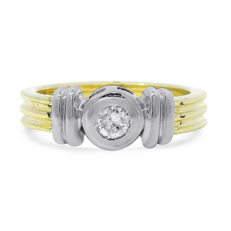 PAGE Estate Ring Estate 14K Two-Tone Gold Bezel Diamond Ring, .15ct