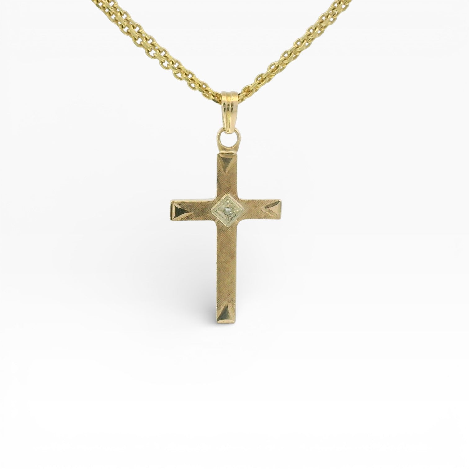 PAGE Estate Necklaces and Pendants Estate 14K Two-Tone Gold Diamond Cross Pendant