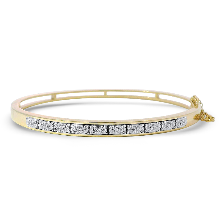 PAGE Estate Bracelet Estate 14K Two-Tone Gold Diamond Hinged Bangle Bracelet