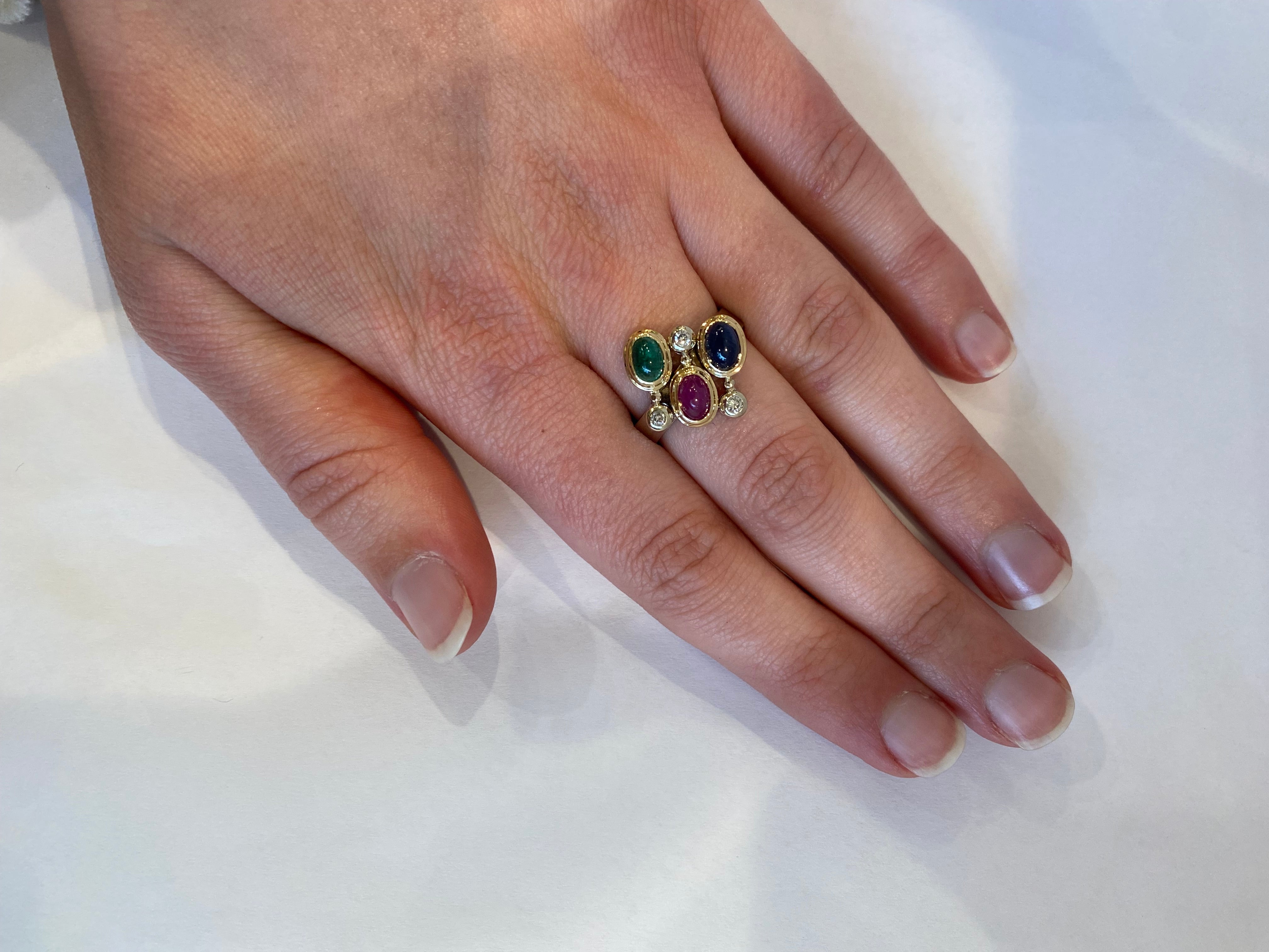 PAGE Estate Ring Estate 14K Two-Tone Multi-Gemstone & Diamond Ring
