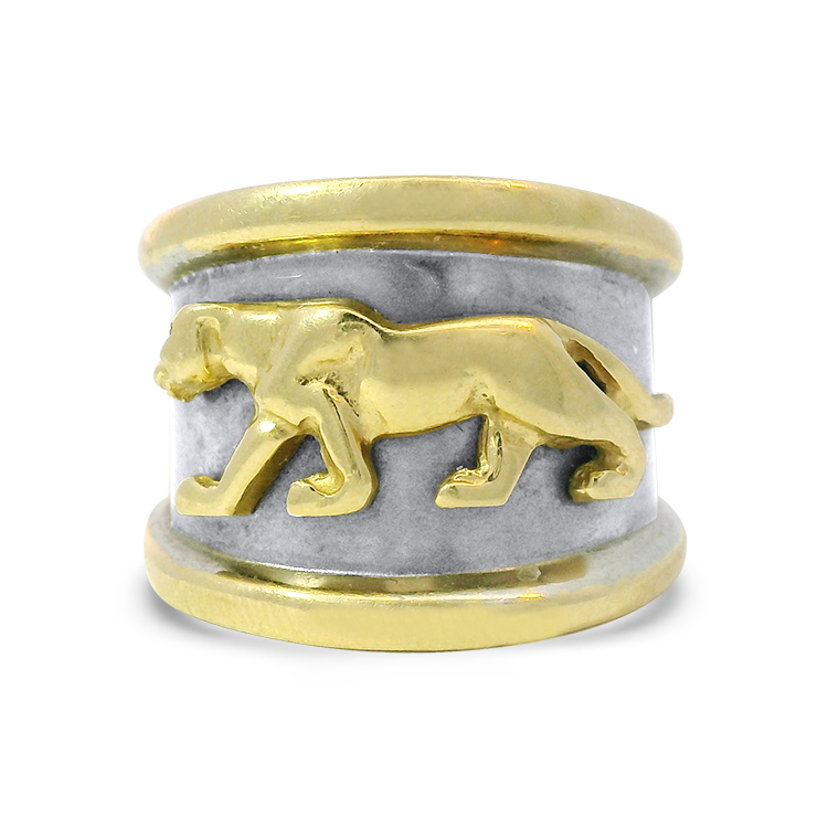 PAGE Estate Wedding Band Estate 14K Two-Tone Panther Band 5.25