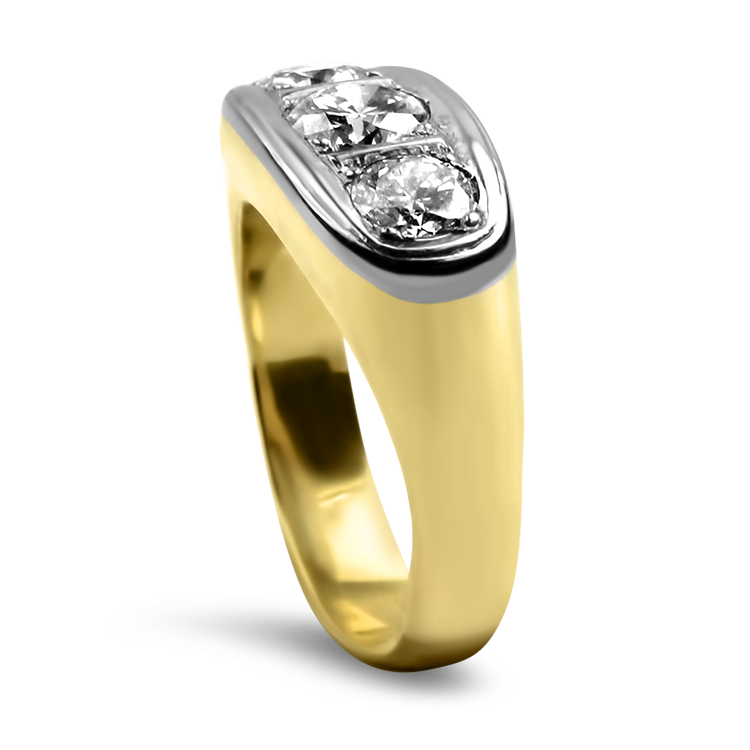 PAGE Estate Men's Jewelry Estate 14K Two-Toned Diamond Ring 7.5