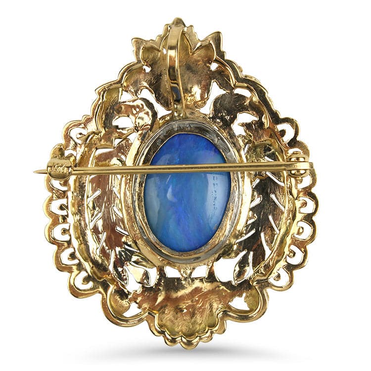 PAGE Estate Pins & Brooches Estate 14K Two-Toned Gold Boulder Opal Pin/Pendant