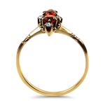 PAGE Estate Ring Estate 14K Two-Toned Gold Victorian Navette Garnet & Diamond Ring