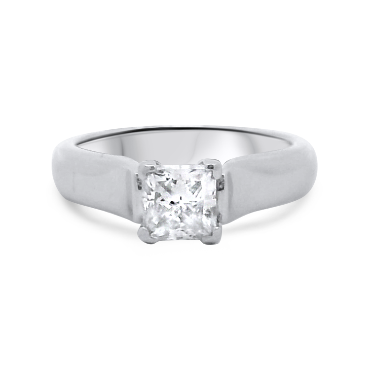 PAGE Estate Engagement Ring Estate 14k White Gold 1.02cts Princess Cut Diamond Solitaire Engagement Ring