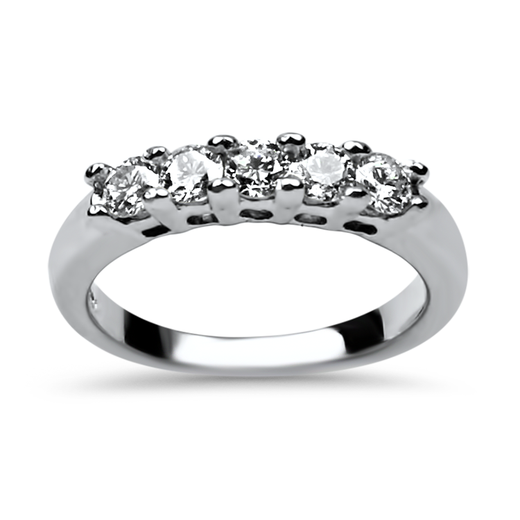 PAGE Estate Wedding Band Estate 14K White Gold 5-Diamond Band 4.5