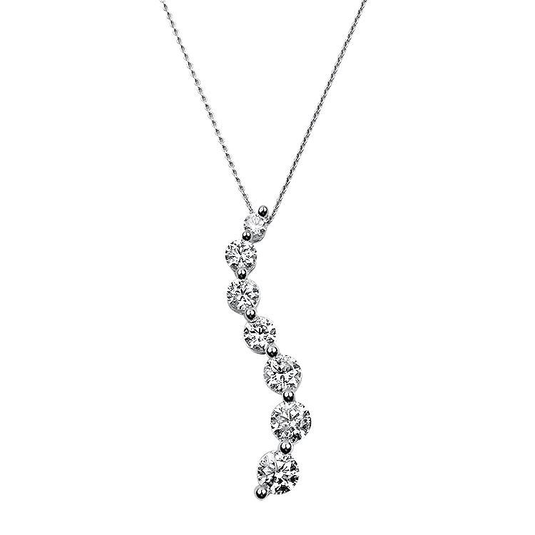 PAGE Estate Necklaces and Pendants Estate 14K White Gold 7-Diamond "Journey" Necklace