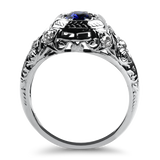 PAGE Estate Ring Estate 14k White Gold Antique Reproduction Sapphire & Diamond Ring 8.75