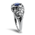 PAGE Estate Ring Estate 14k White Gold Antique Reproduction Sapphire & Diamond Ring 8.75