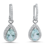 PAGE Estate Earrings Estate 14K White Gold Aquamarine & Diamond Convertible Drop Earrings