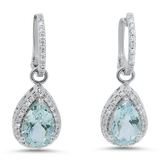 PAGE Estate Earrings Estate 14K White Gold Aquamarine & Diamond Convertible Drop Earrings