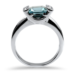 PAGE Estate Ring Estate 14K White Gold Blue Topaz & Diamond Ring 6.5