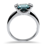 PAGE Estate Ring Estate 14K White Gold Blue Topaz & Diamond Ring 6.5