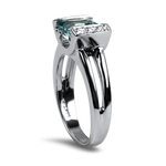 PAGE Estate Ring Estate 14K White Gold Blue Topaz & Diamond Ring 6.5
