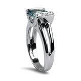 PAGE Estate Ring Estate 14K White Gold Blue Topaz & Diamond Ring 6.5