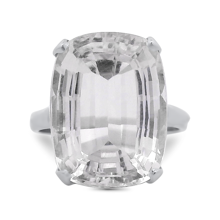 PAGE Estate Ring Estate 14k White Gold Cushion-Cut Kunzite Ring 6.5