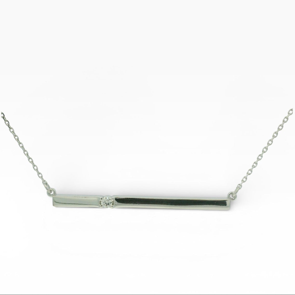 PAGE Estate Necklaces and Pendants Estate 14K White Gold Diamond Bar Necklace