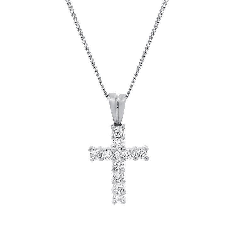 PAGE Estate Necklaces and Pendants Estate 14k White Gold Diamond Cross Necklace