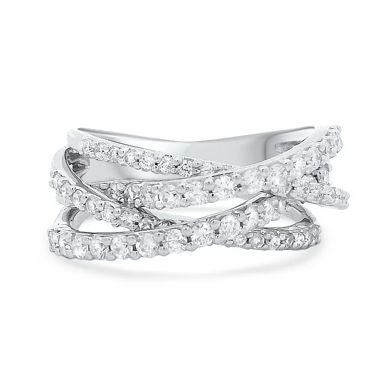 PAGE Estate Wedding Band Estate 14k White Gold Diamond Crossover Ring 5