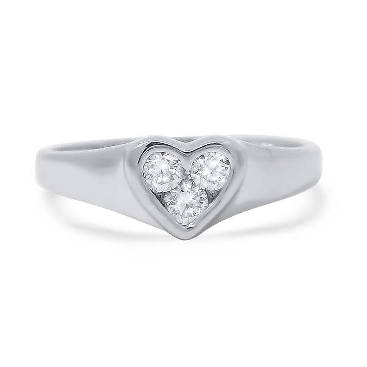 PAGE Estate Ring Estate 14k White Gold Diamond Heart Motif Ring 7