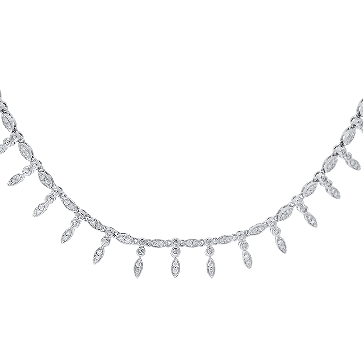 PAGE Estate Necklaces and Pendants Estate 14K White Gold Diamond Pavé Collar Necklace