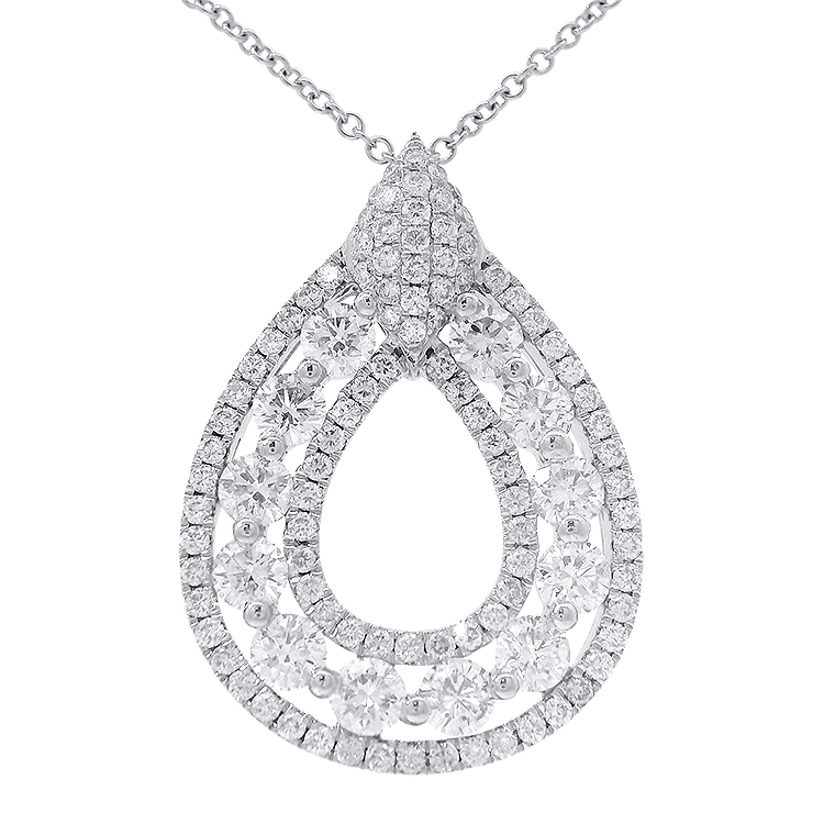 PAGE Estate Necklaces and Pendants Estate 14K White Gold Diamond Pear-Shaped Necklace, 16"