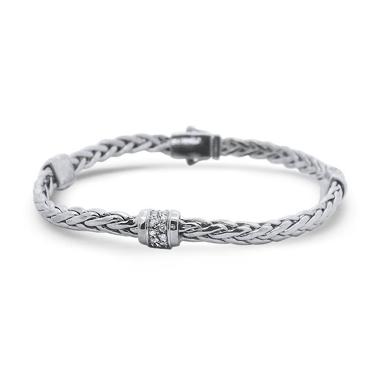 PAGE Estate Bracelet Estate 14k White Gold Diamond Woven Station Bracelet