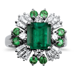 PAGE Estate Ring Estate 14K White Gold Emerald & Diamond Ring 8