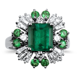 PAGE Estate Ring Estate 14K White Gold Emerald & Diamond Ring 8