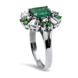 PAGE Estate Ring Estate 14K White Gold Emerald & Diamond Ring 8