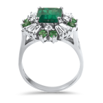 PAGE Estate Ring Estate 14K White Gold Emerald & Diamond Ring 8