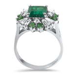 PAGE Estate Ring Estate 14K White Gold Emerald & Diamond Ring 8