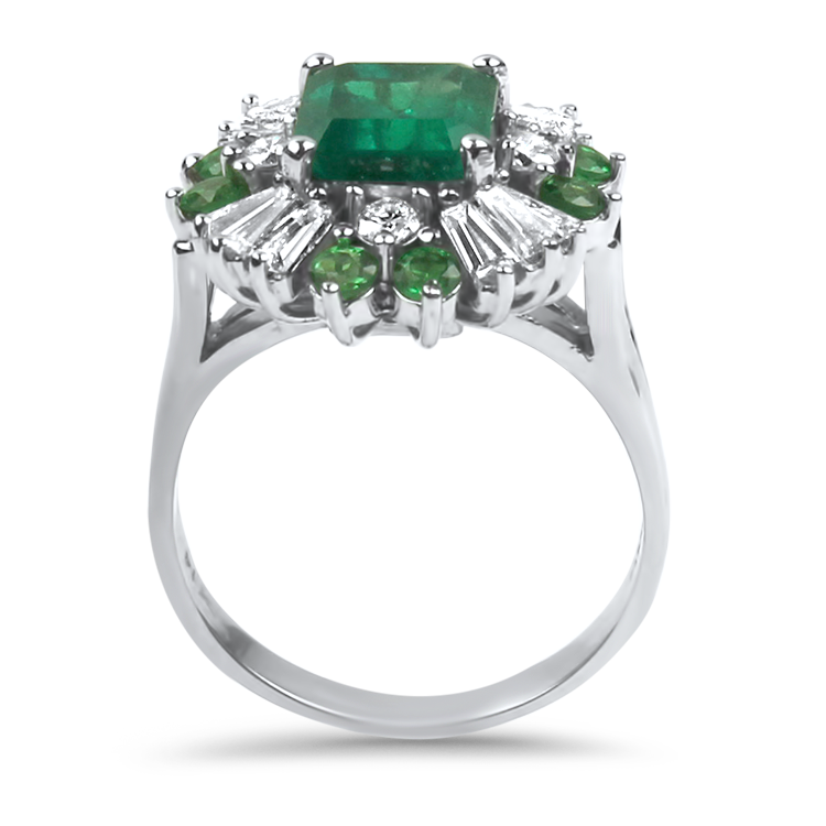 PAGE Estate Ring Estate 14K White Gold Emerald & Diamond Ring 8