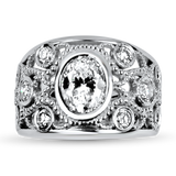 PAGE Estate Wedding Band Estate 14k White Gold Fancy Diamond Ring 7