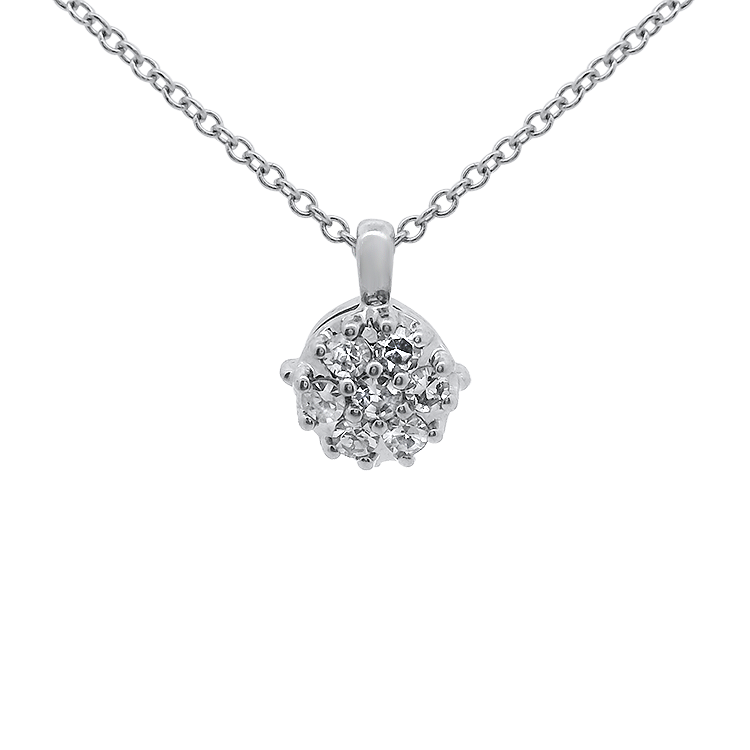 PAGE Estate Necklaces and Pendants Estate 14k White Gold Floral Diamond Pendant Necklace