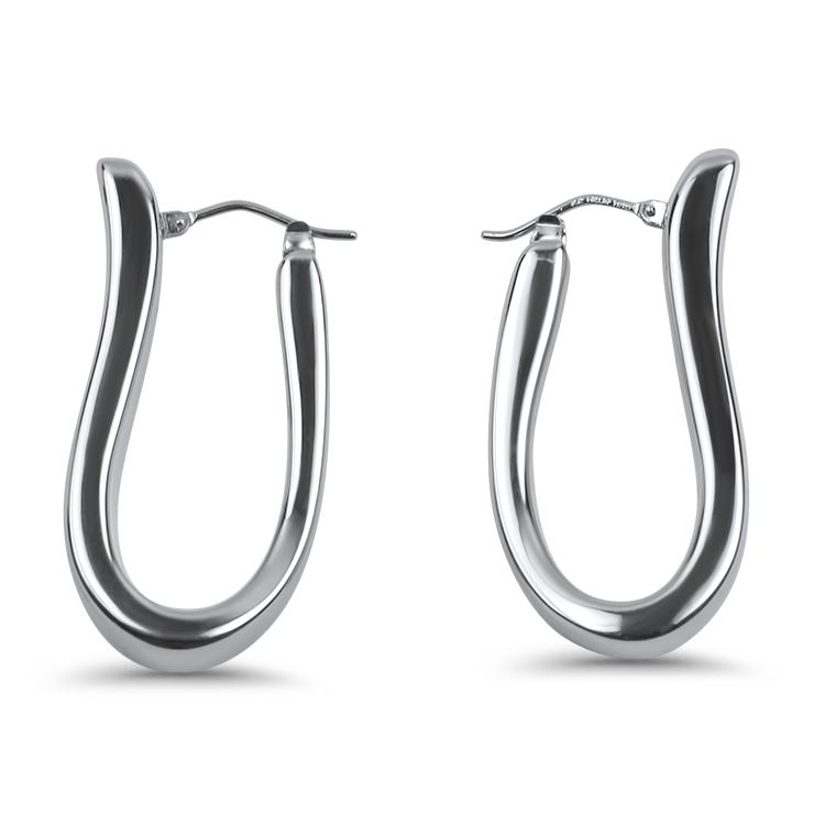 PAGE Estate Earring Estate 14K White Gold Freeform Hoop Earrings