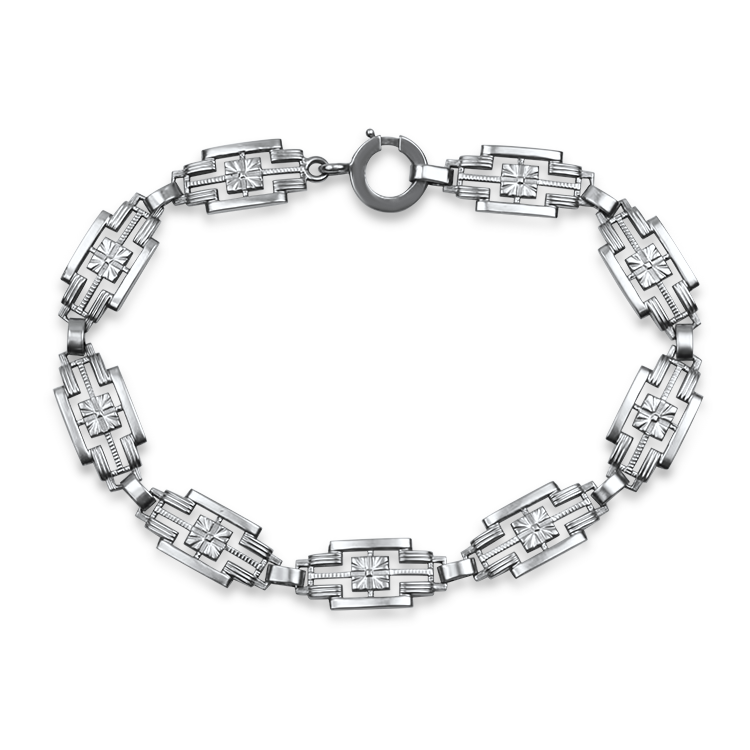 PAGE Estate Bracelet Estate 14K White Gold Geometrical Link Bracelet