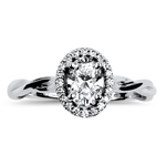 PAGE Estate Engagement Ring Estate 14K White Gold Halo Style Oval Diamond Engagement Ring 4.5