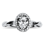 PAGE Estate Engagement Ring Estate 14K White Gold Halo Style Oval Diamond Engagement Ring 4.5