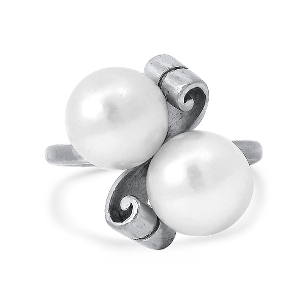 Estate 14K White Gold Mikimoto Cultured Pearl Bypass Ring – Springer's