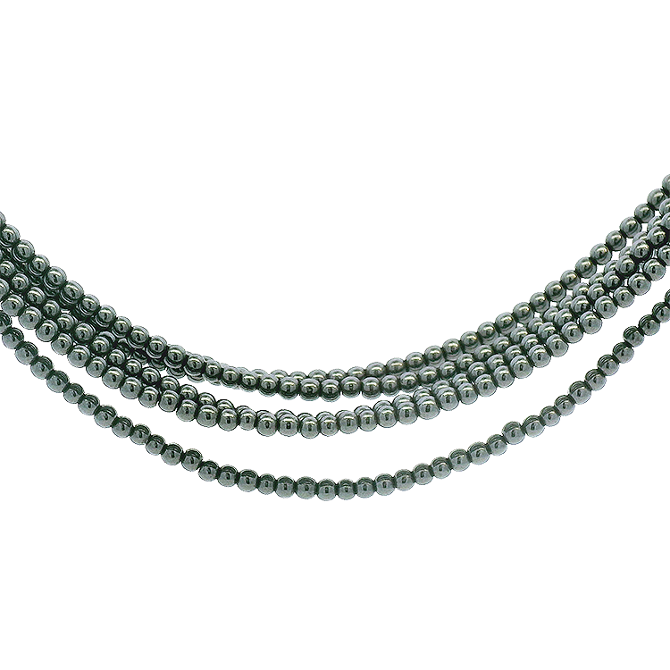 PAGE Estate Necklaces and Pendants Estate 14K White Gold Multi-Strand Hematite Bead Necklace