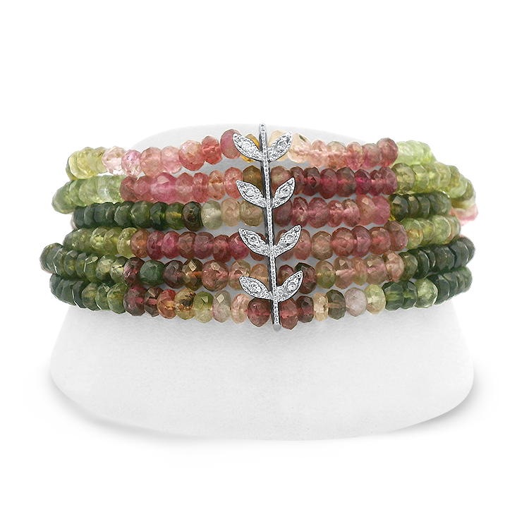 PAGE Estate Bracelet Estate 14k White Gold Multi-Strand Tourmaline and Diamond Bracelet