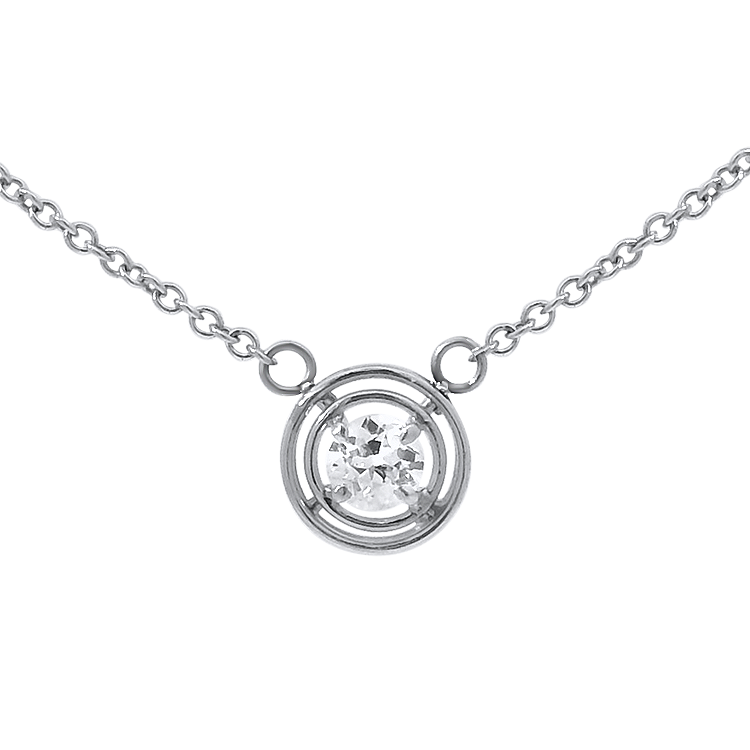 PAGE Estate Necklaces and Pendants Estate 14k White Gold Old European Cut Diamond Target Pendant Necklace