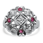 PAGE Estate Ring Estate 14k White Gold Open-Worked Ruby & Diamond Ring 7