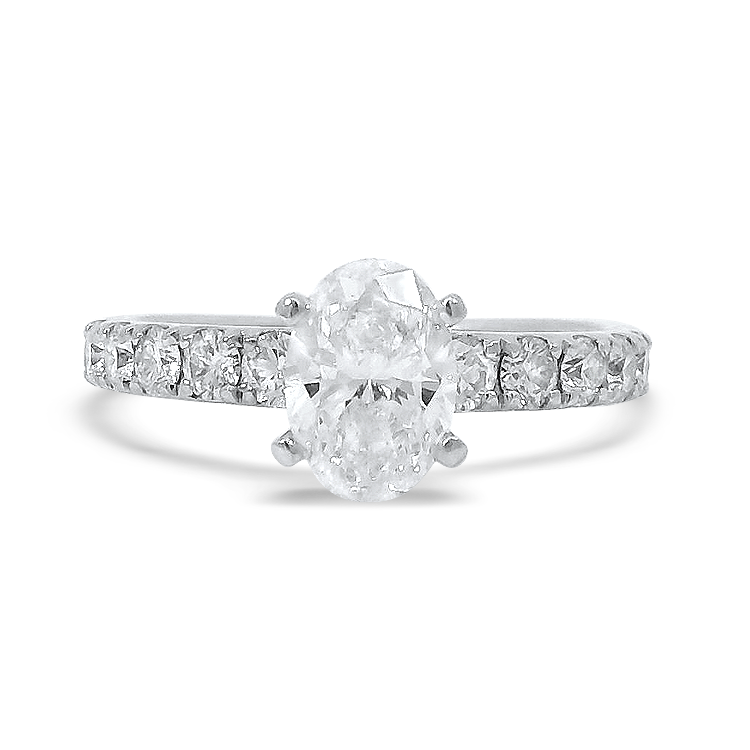 PAGE Estate Engagement Ring Estate 14K White Gold Oval Diamond Ring - 1.01ct 5.5