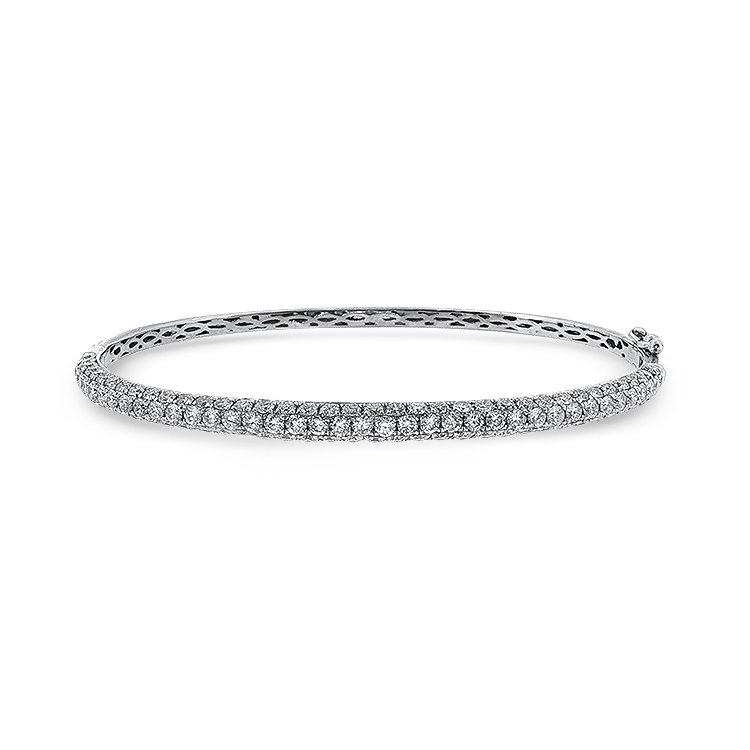 PAGE Estate Bracelet Estate 14K White Gold Pavé Diamond Bangle Bracelet - 3.50ctw