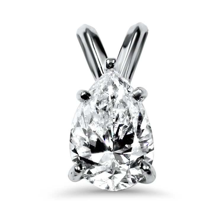 PAGE Estate Necklaces and Pendants Estate 14K White Gold Pear-Shaped Diamond Pendant