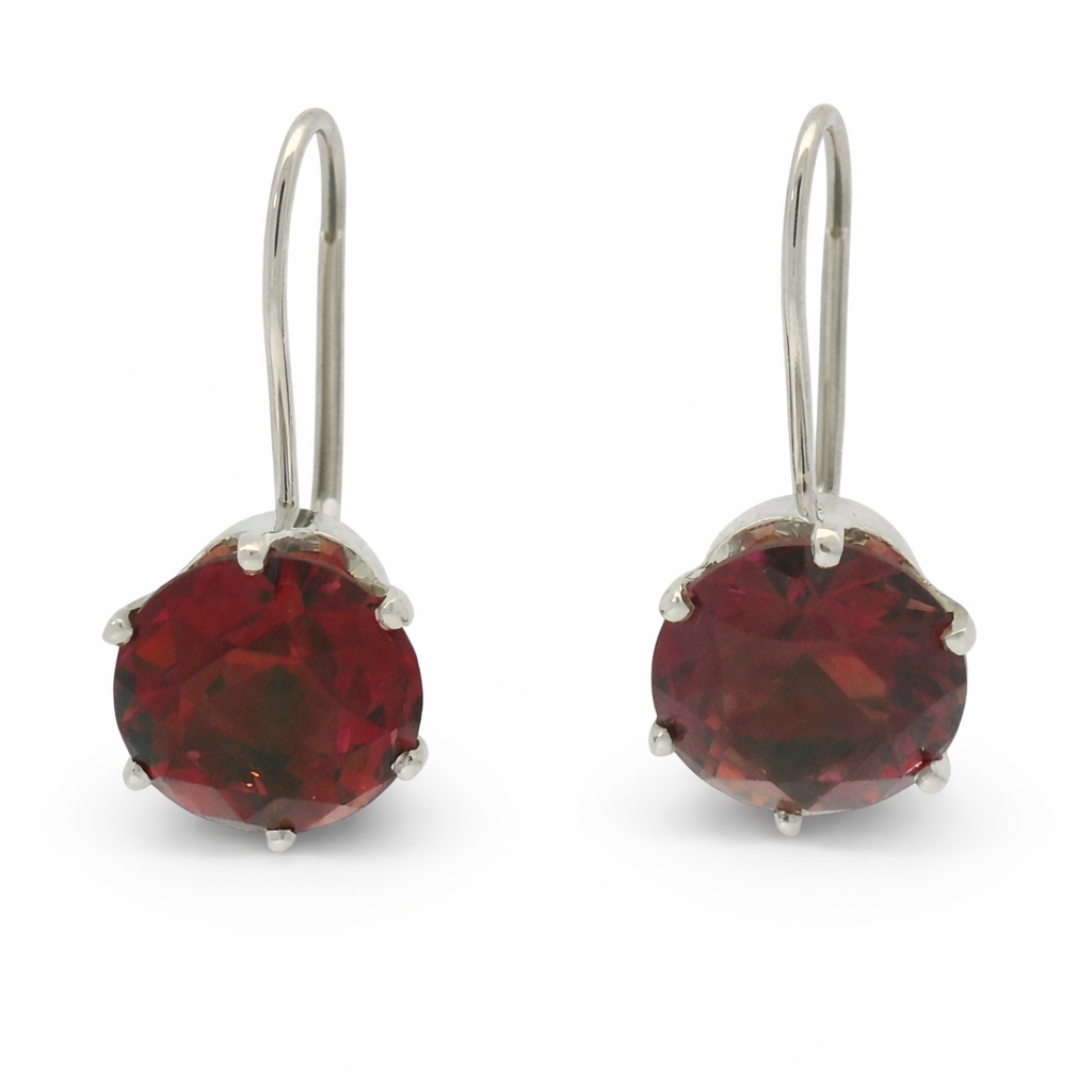 PAGE Estate Earrings Estate 14K White Gold Pink Tourmaline Drop Earrings
